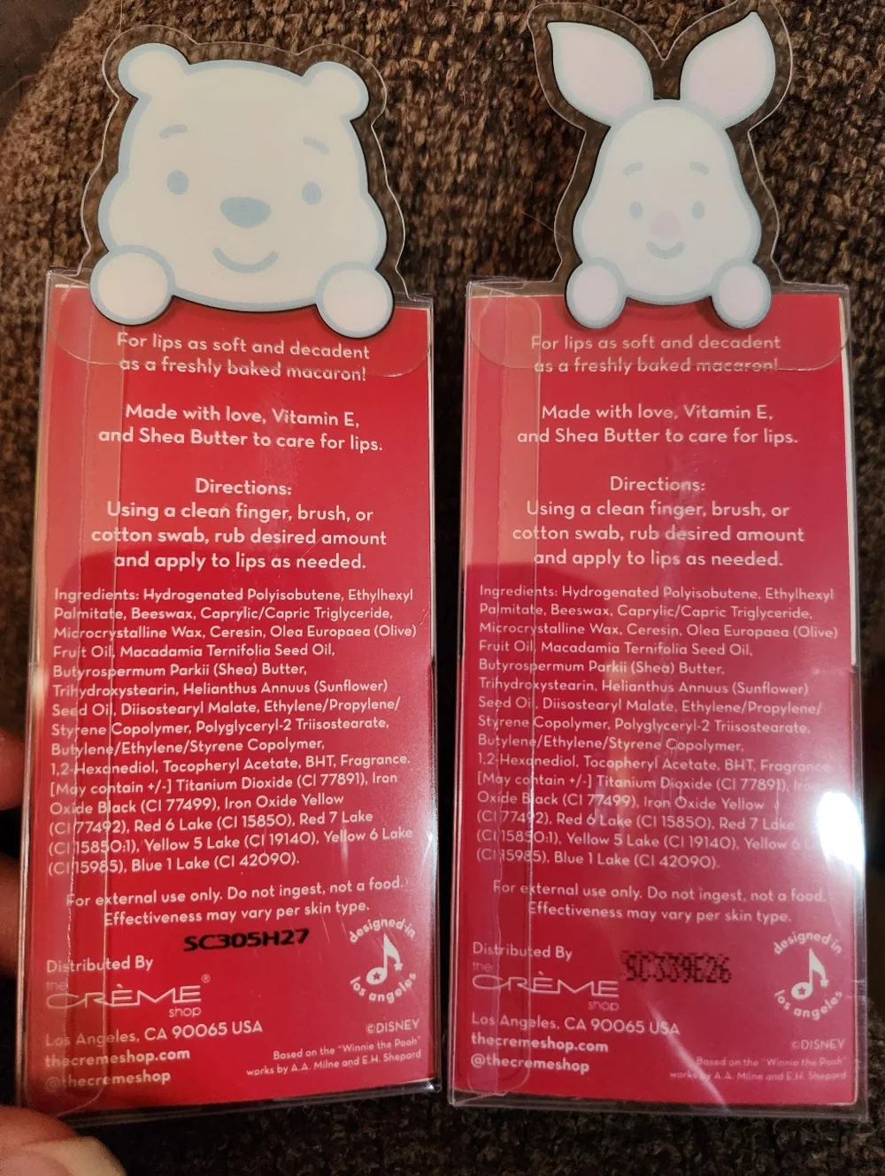 The Crème Shop Macaron Lip Balm Set Of 2 Winnie The Pooh Piglet New